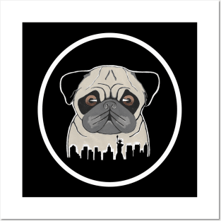 NEW YORK City Pug Dog Painting Posters and Art